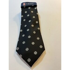 Chaps New With Tags 100% Silk Repp Tie‎ Black & White Print Hand Made 3.75x56"